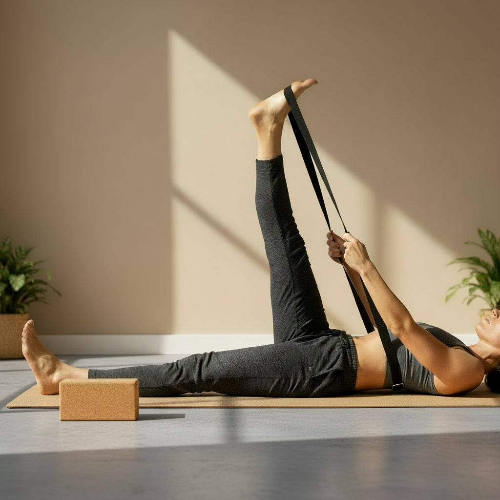 Yoga blokken en straps voor ondersteuning en uitlijning tijdens yoga