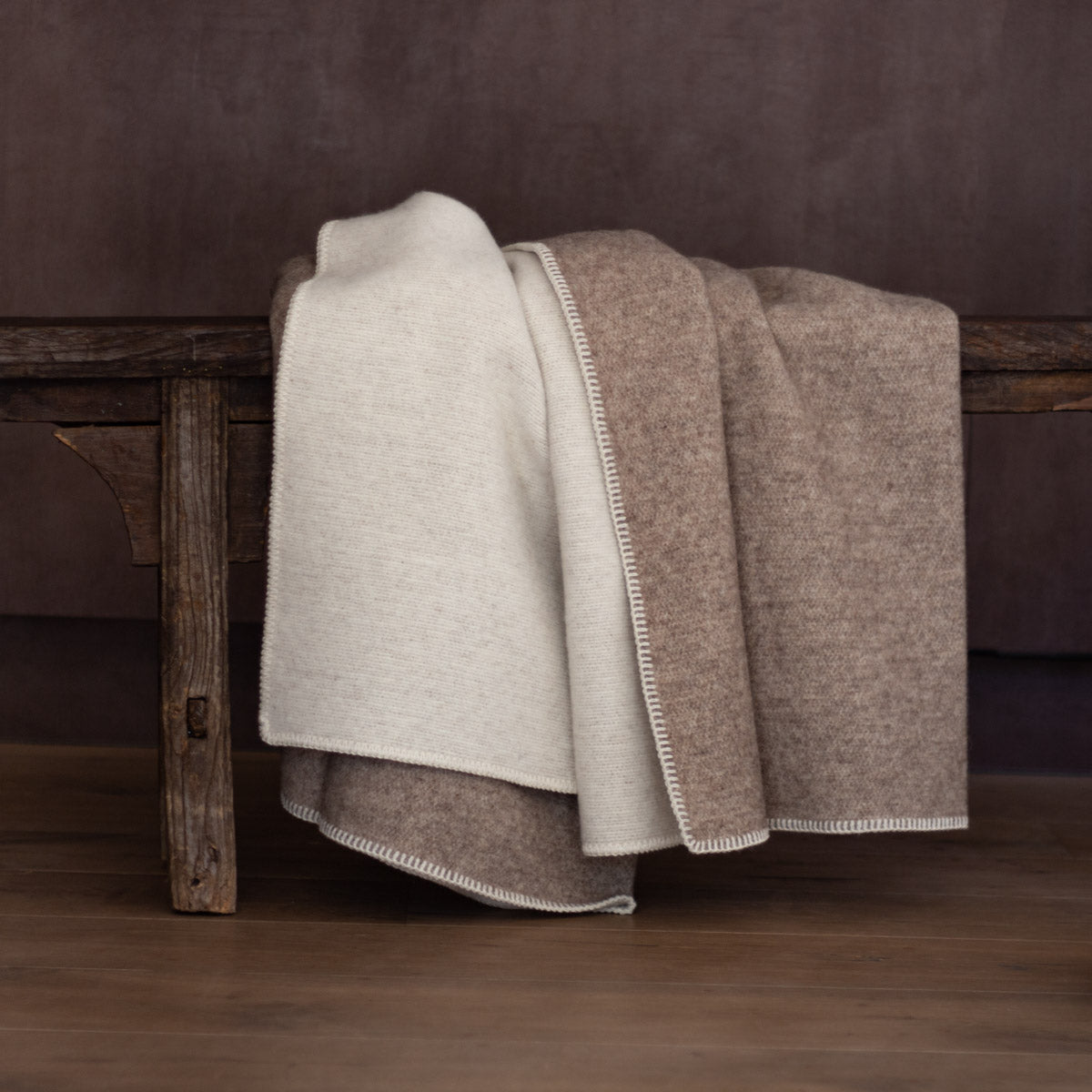 Wollen beddeken wit/beige | 80% Merinowol