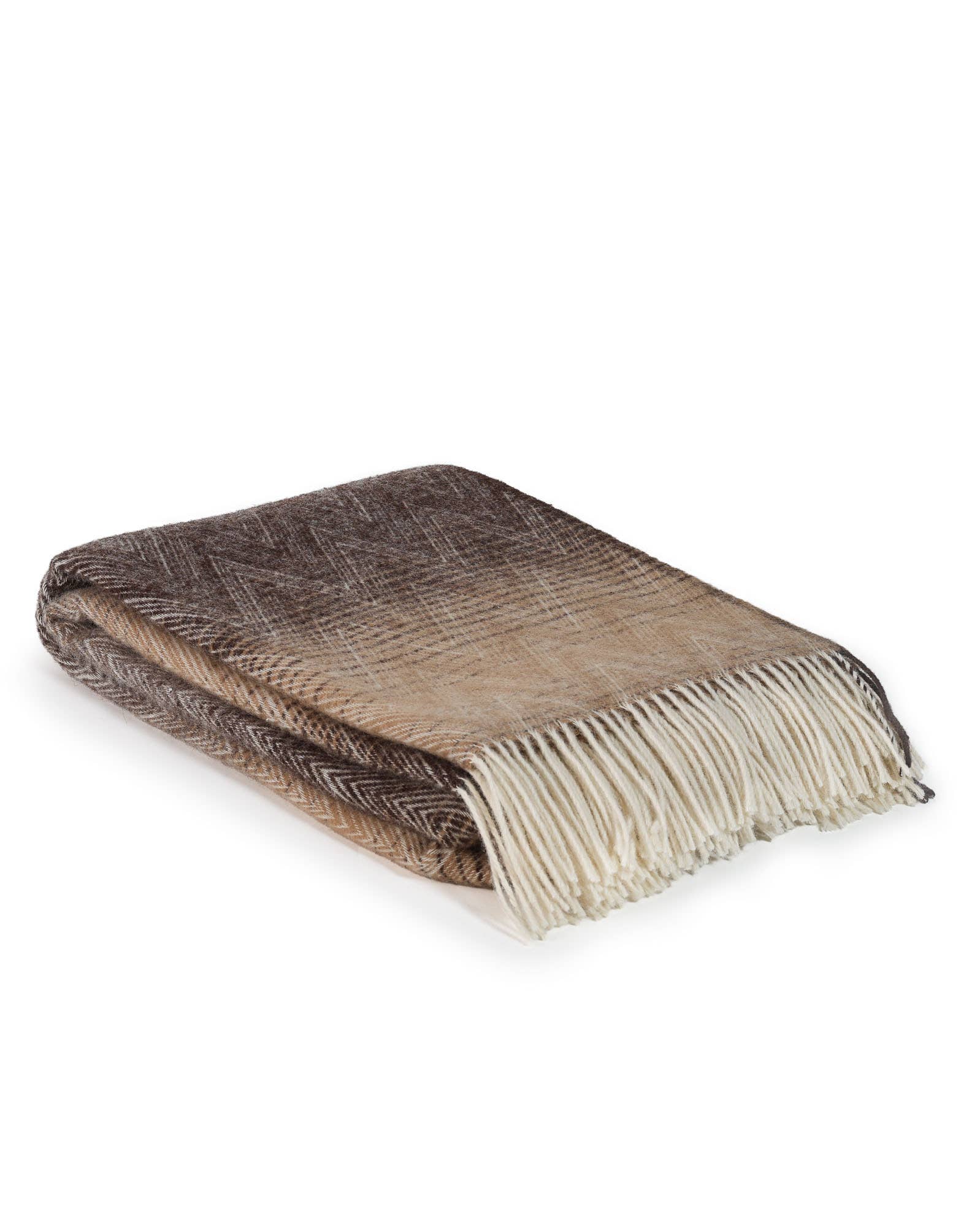 Nieuw-Zeelandse wollen plaid met franjes en warme kleurovergang