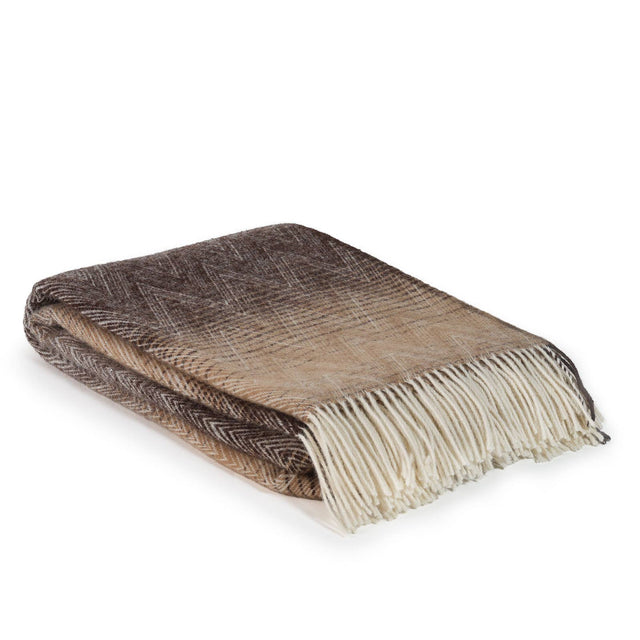 Nieuw-Zeelandse wollen plaid met franjes en warme kleurovergang