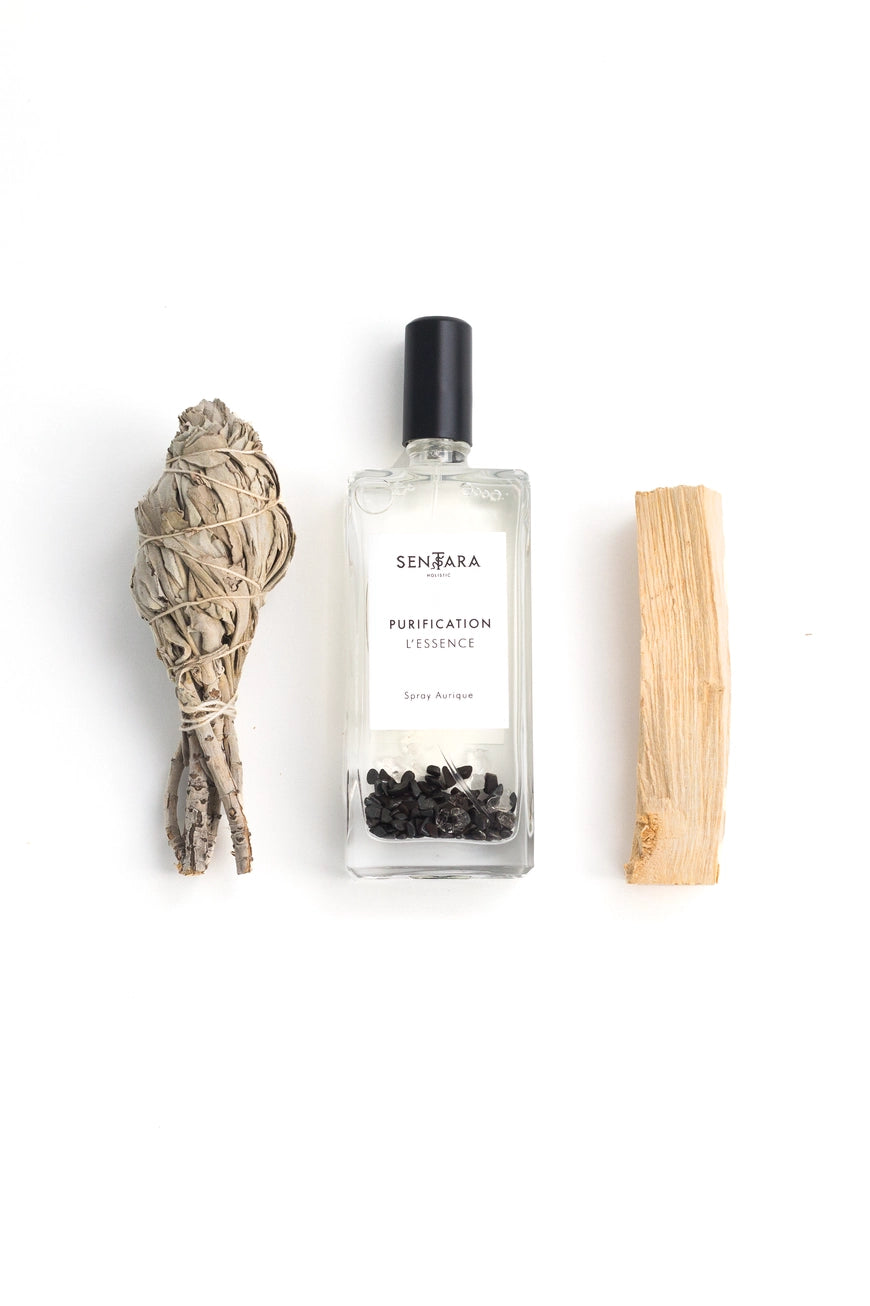 Zuiveringsset met palo santo, witte salie en natuurlijke spray voor het reinigen van je ruimte