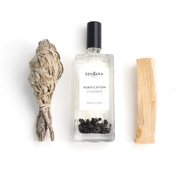 Zuiveringsset met palo santo, witte salie en natuurlijke spray voor het reinigen van je ruimte