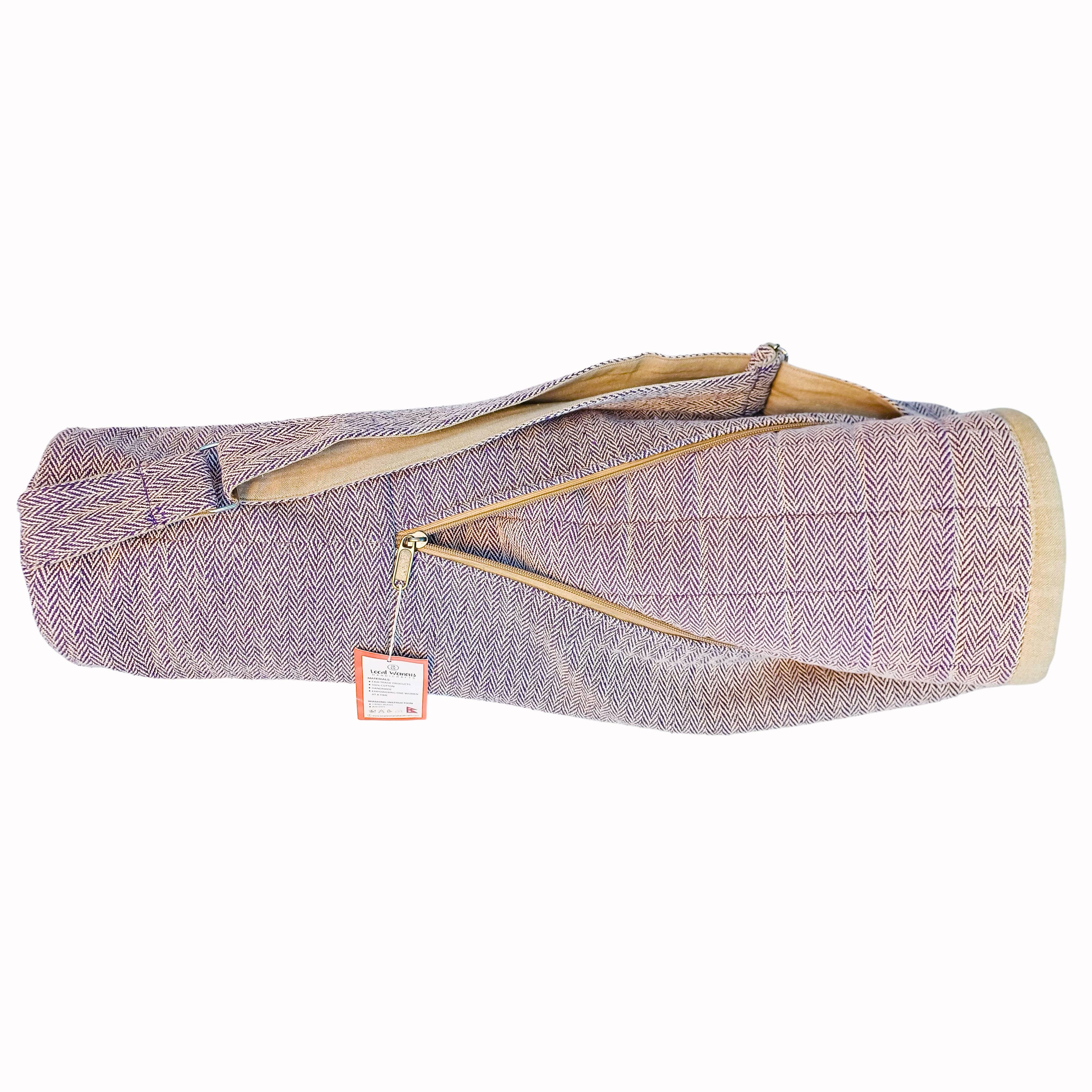 Natuurlijke katoenen yogamat met draagtas, extra gewatteerd en handgemaakt