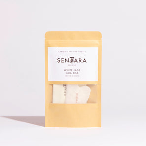 Witte Jade Gua Sha Hart met getande randen