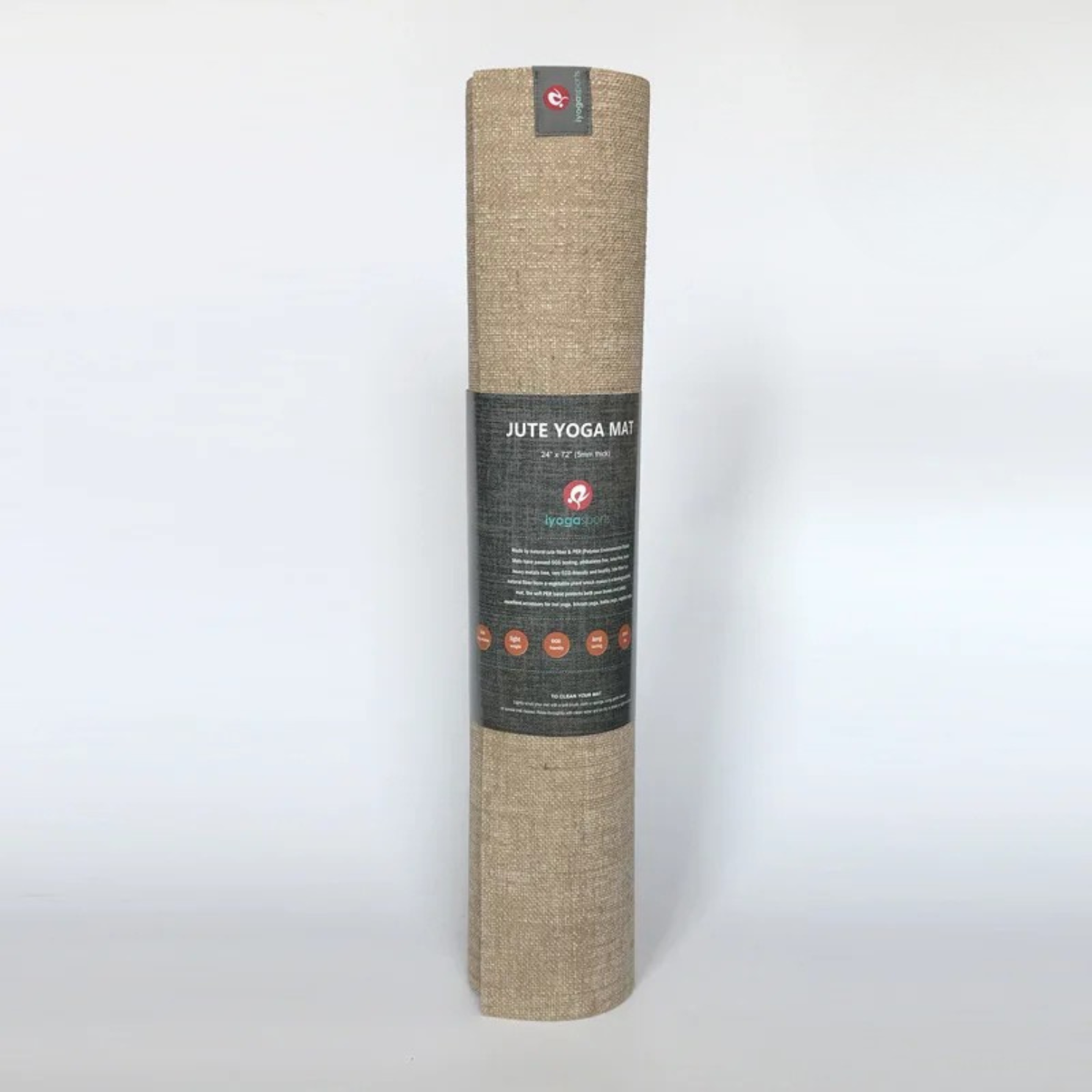 Natuurlijke jute yogamat in rustige tint met geweven oppervlak beige