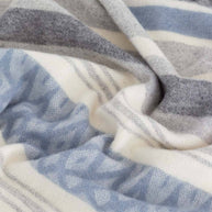 Detail van de structuur en kleurstelling van een blauwe wollen plaid