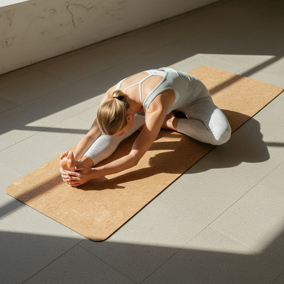 Duurzame yogamat van natuurlijk kurk met goede grip voor bewuste yoga practice