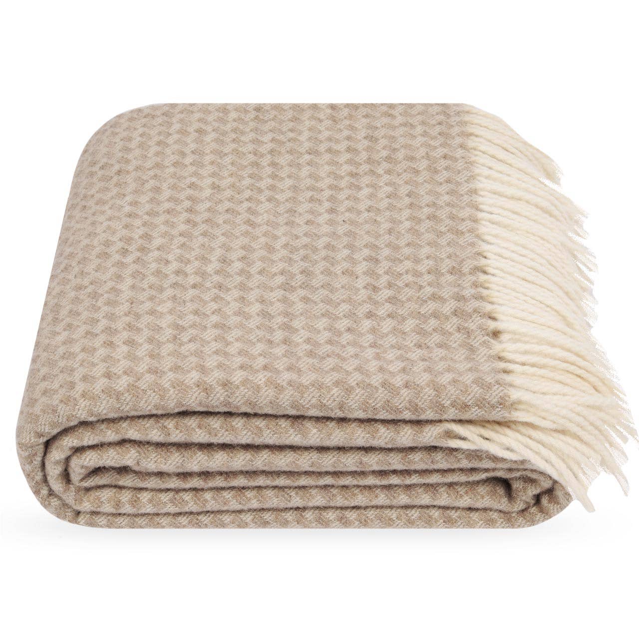 Gevouwen plaid van 100% ongeverfde Mongoolse wol met natuurlijke tinten