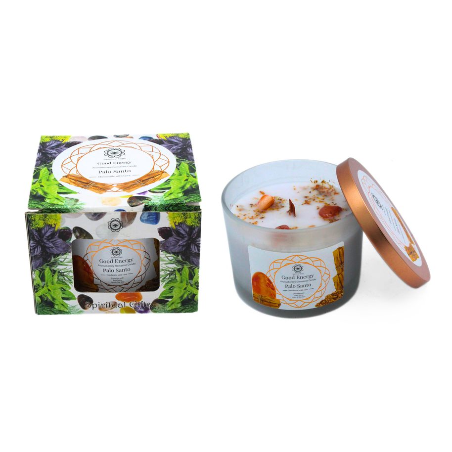 Green Tree edelstenen geurkaars Palo Santo met recyclebare verpakking