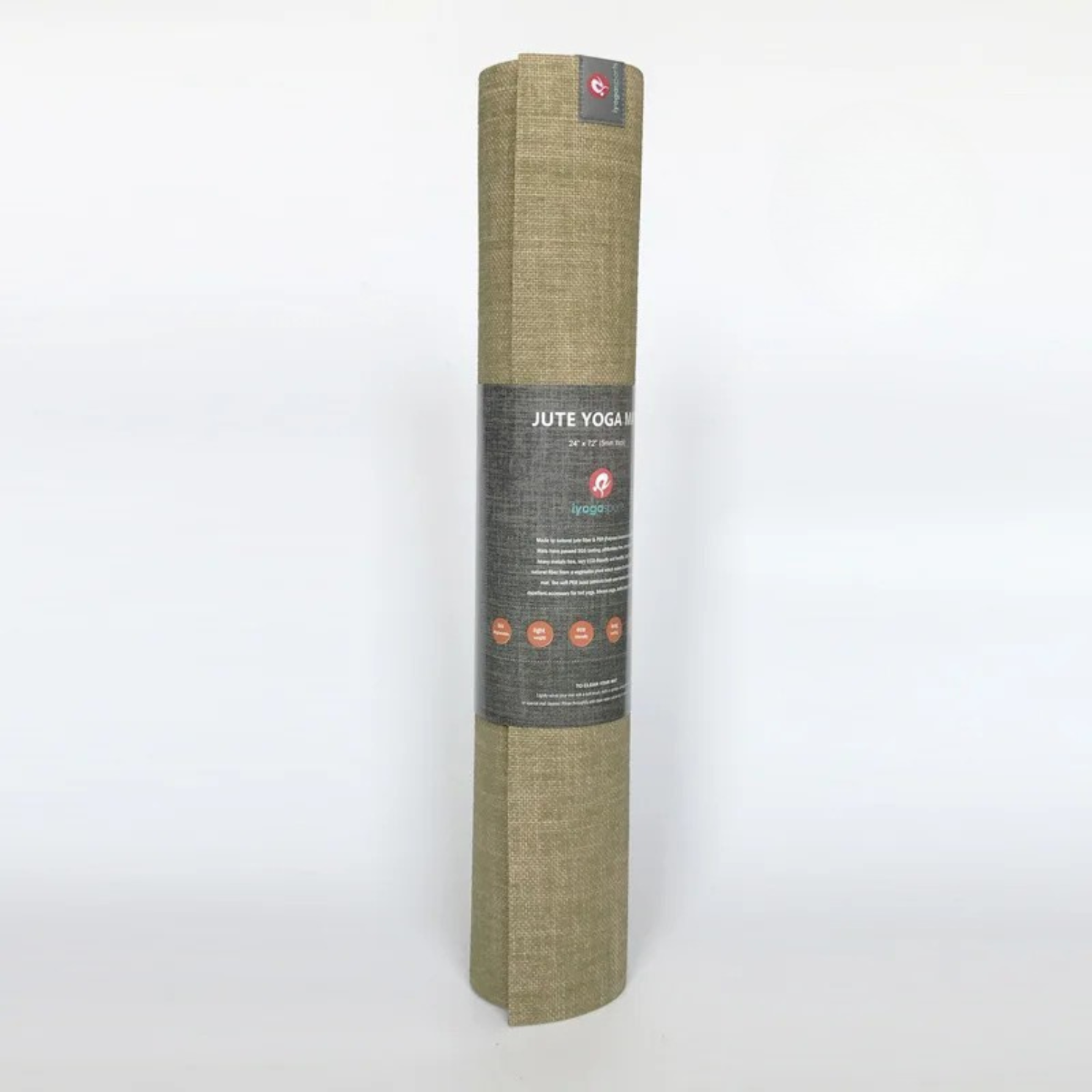 Slanke opgerolde jute yogamat geschikt voor yoga en meditatie groen