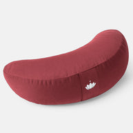 Halvemaan meditatiekussen van biologisch katoen in warm bordeauxrood