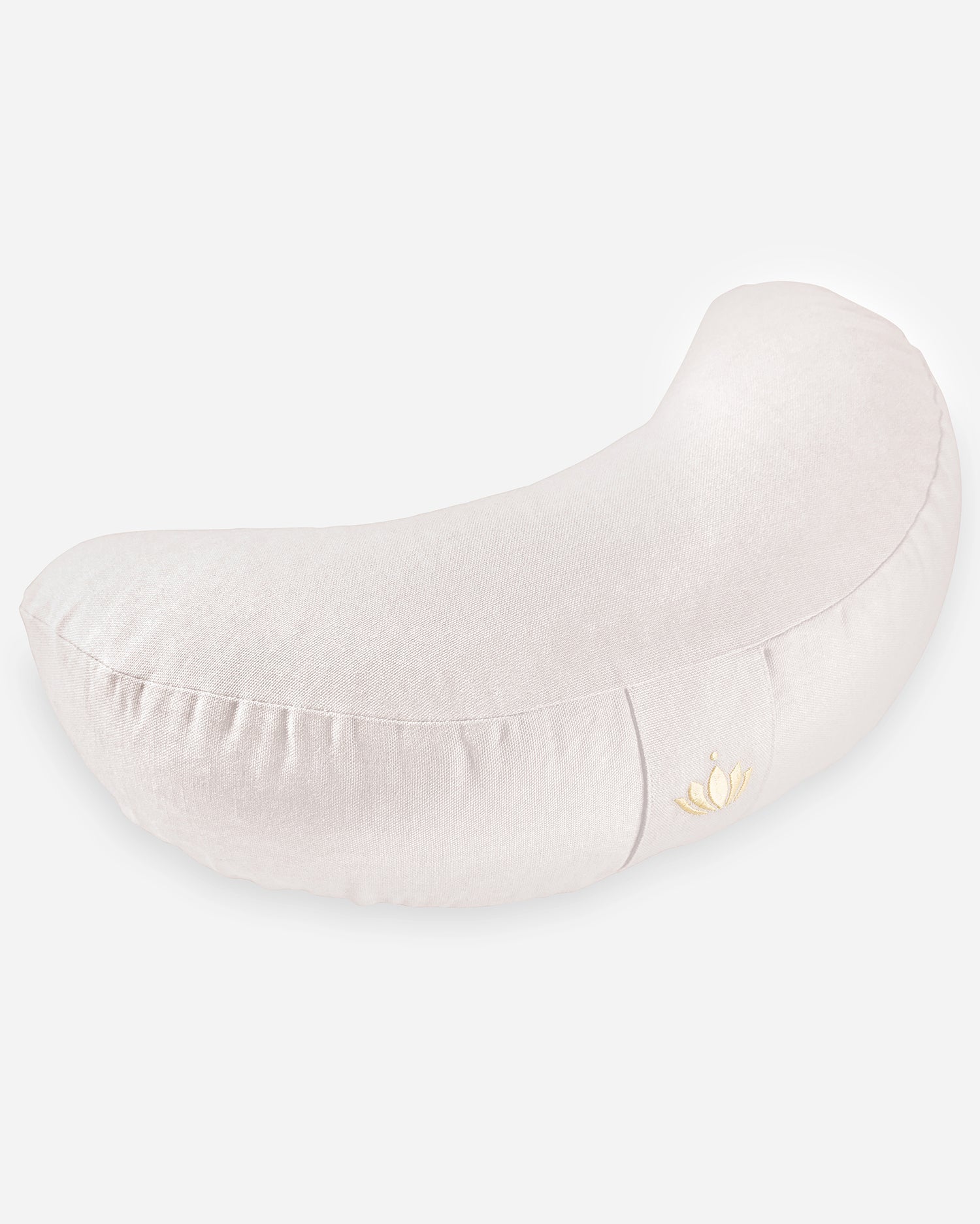 Halvemaan meditatiekussen van biologisch katoen in zachte natuurtint