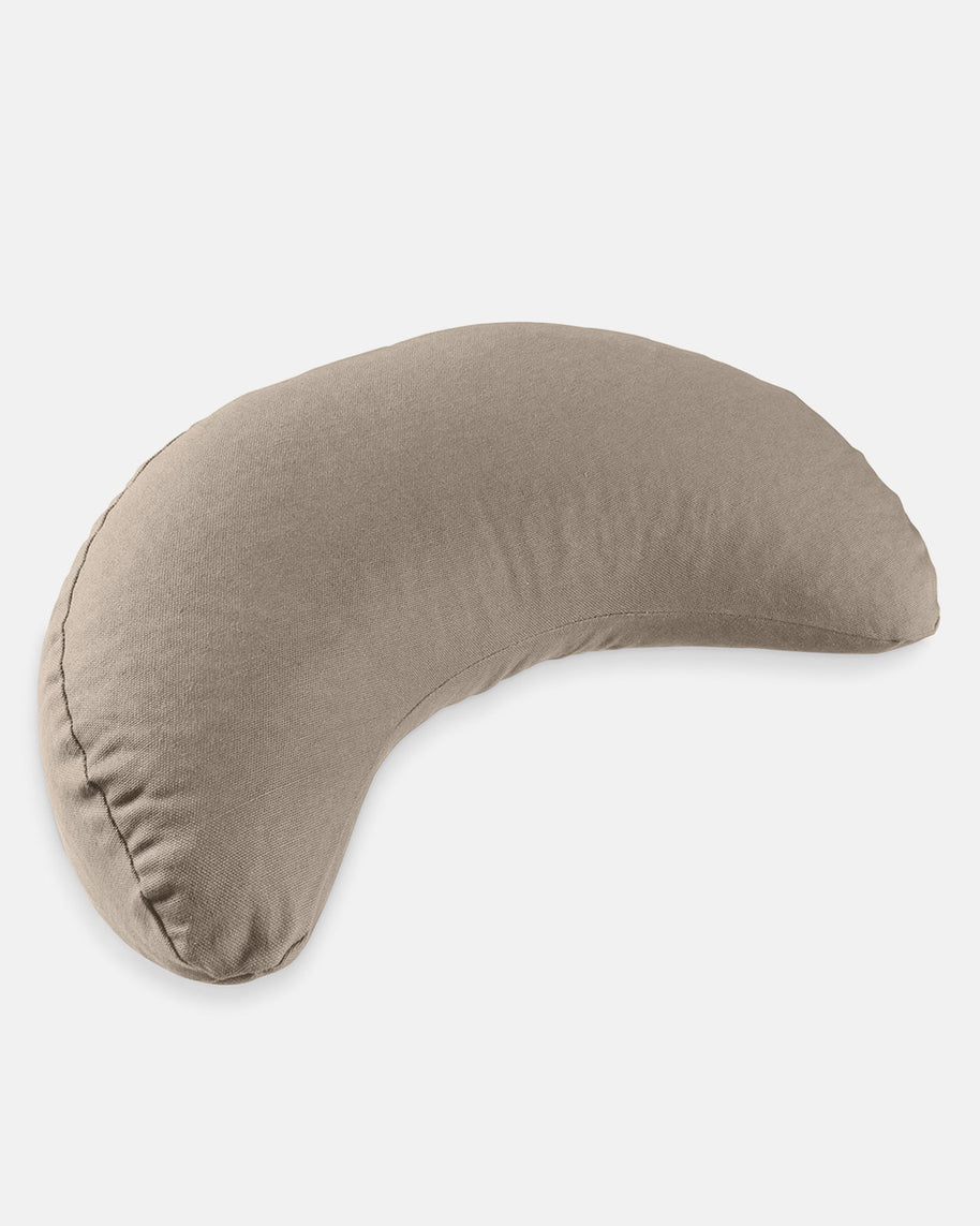 Halvemaan meditatiekussen van biologisch katoen in licht taupe