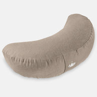 Halvemaan meditatiekussen van biologisch katoen in licht taupe lotus crafts