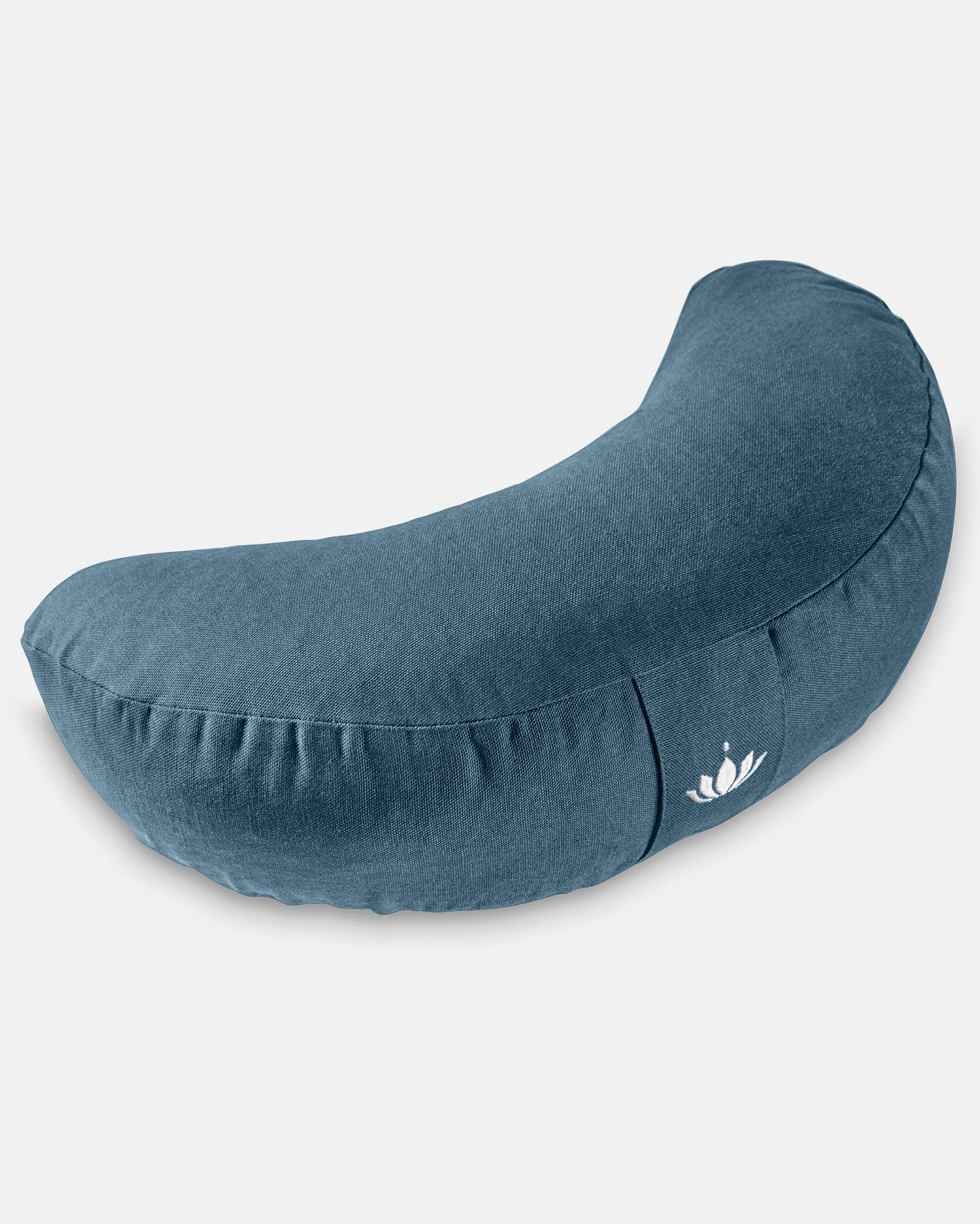 Halvemaan meditatiekussen van biologisch katoen in diep marineblauw