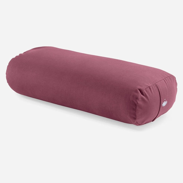 Rechthoekige yoga bolster in zachte kleur voor ontspanning in bordeaux rood