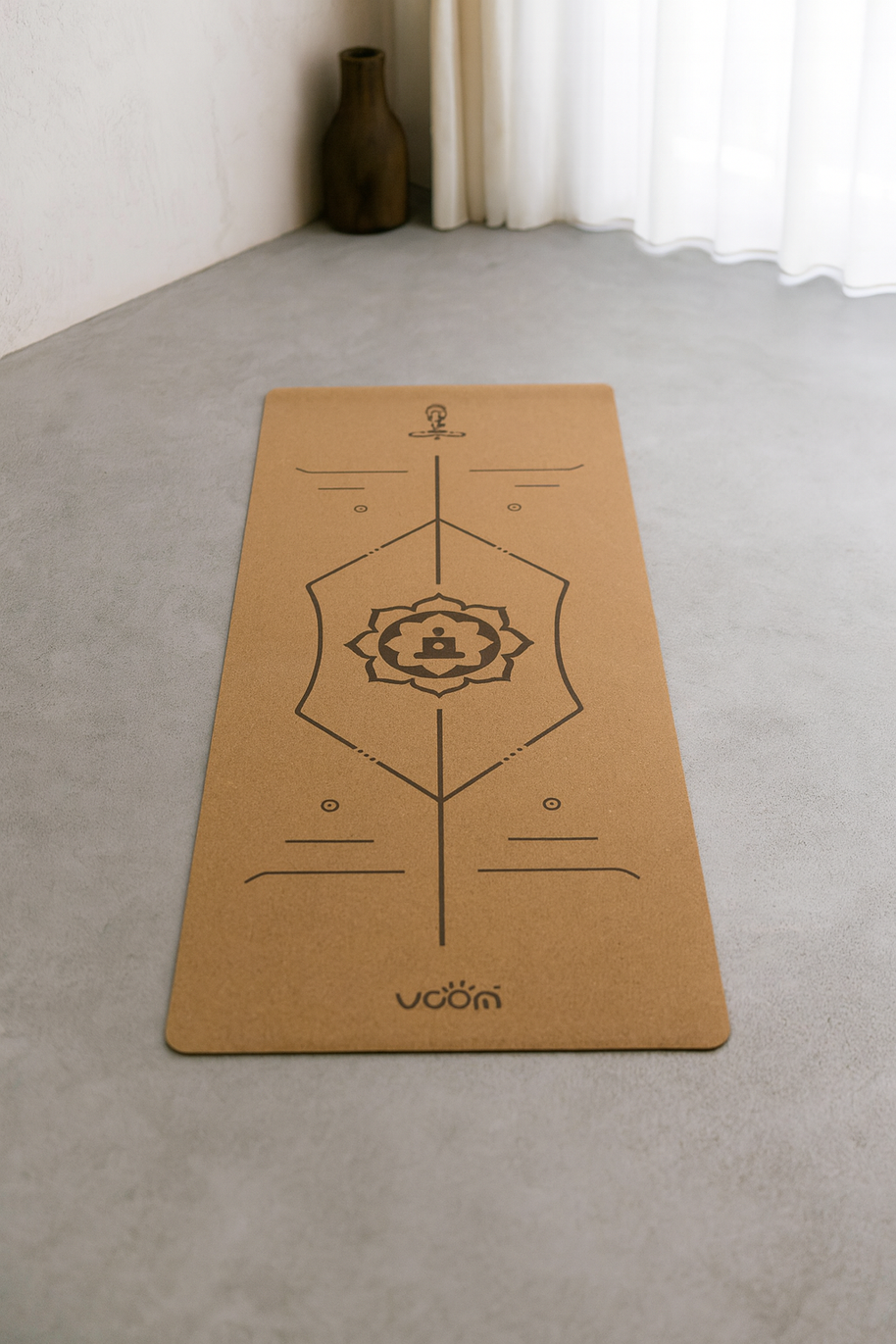 Kurken yogamat in huis gebruikt voor een rustige yoga practice