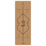 Kurken yogamat met centerlijn voor bewuste houding