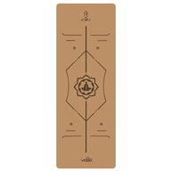 Kurken yogamat met centerlijn voor bewuste houding yoga met chakra