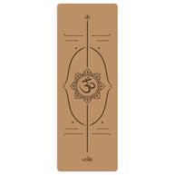 Kurken yogamat met centerlijn voor bewuste houding