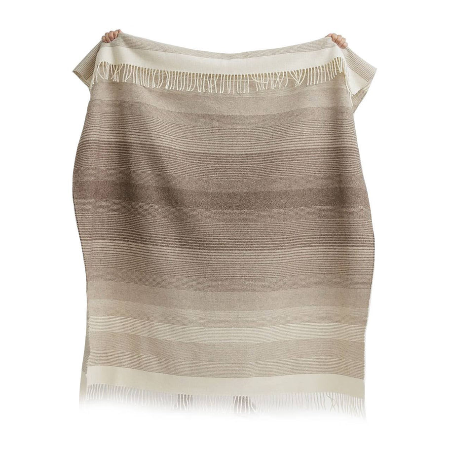 Plaid van Mongoolse wol in natuurlijke beige tinten, ongeverfd en handgeweven