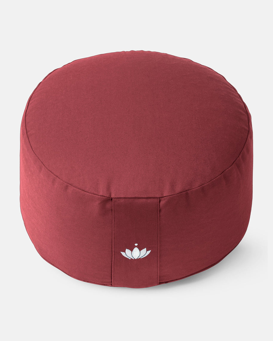 Extra hoog meditatiekussen van Lotuscrafts in warm rood
