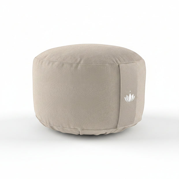 Extra hoog meditatiekussen van Lotuscrafts in naturel light taupe