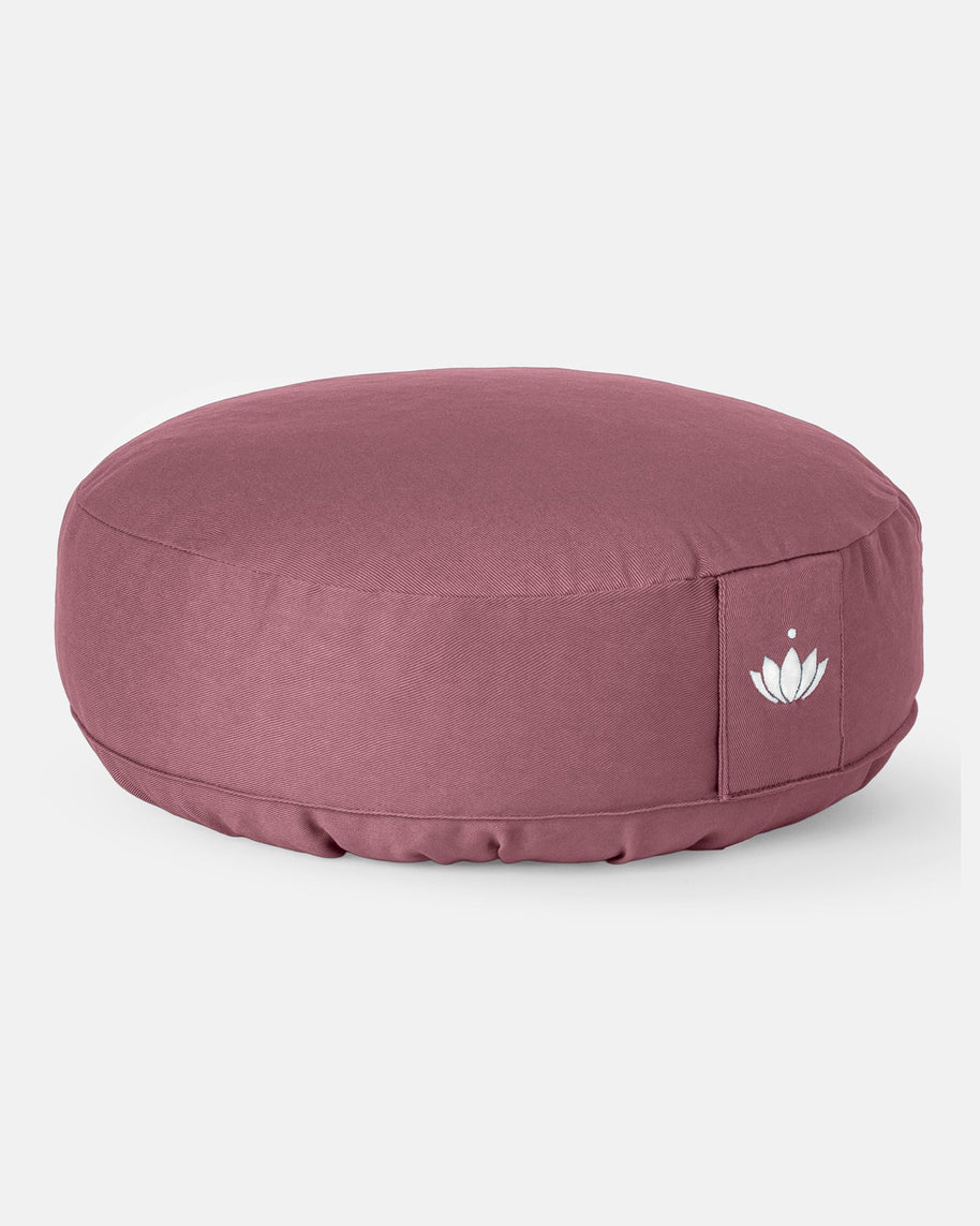 Roze Lotuscrafts meditatiekussen van 10 cm hoog