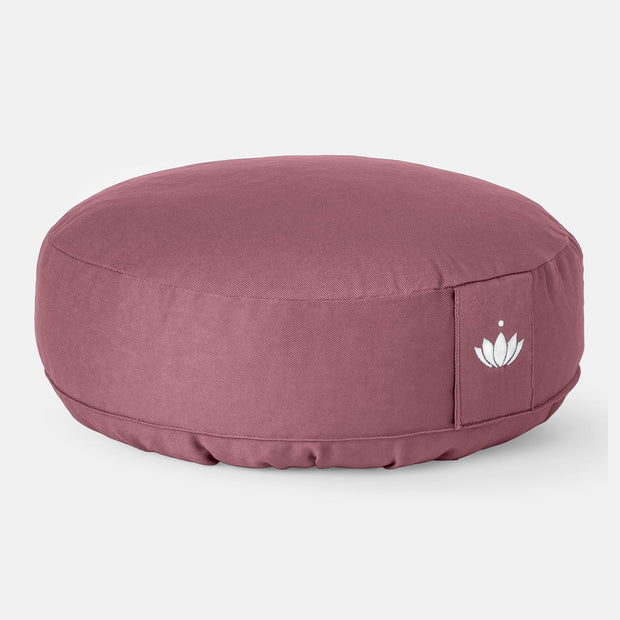 Roze Lotuscrafts meditatiekussen van 10 cm hoog