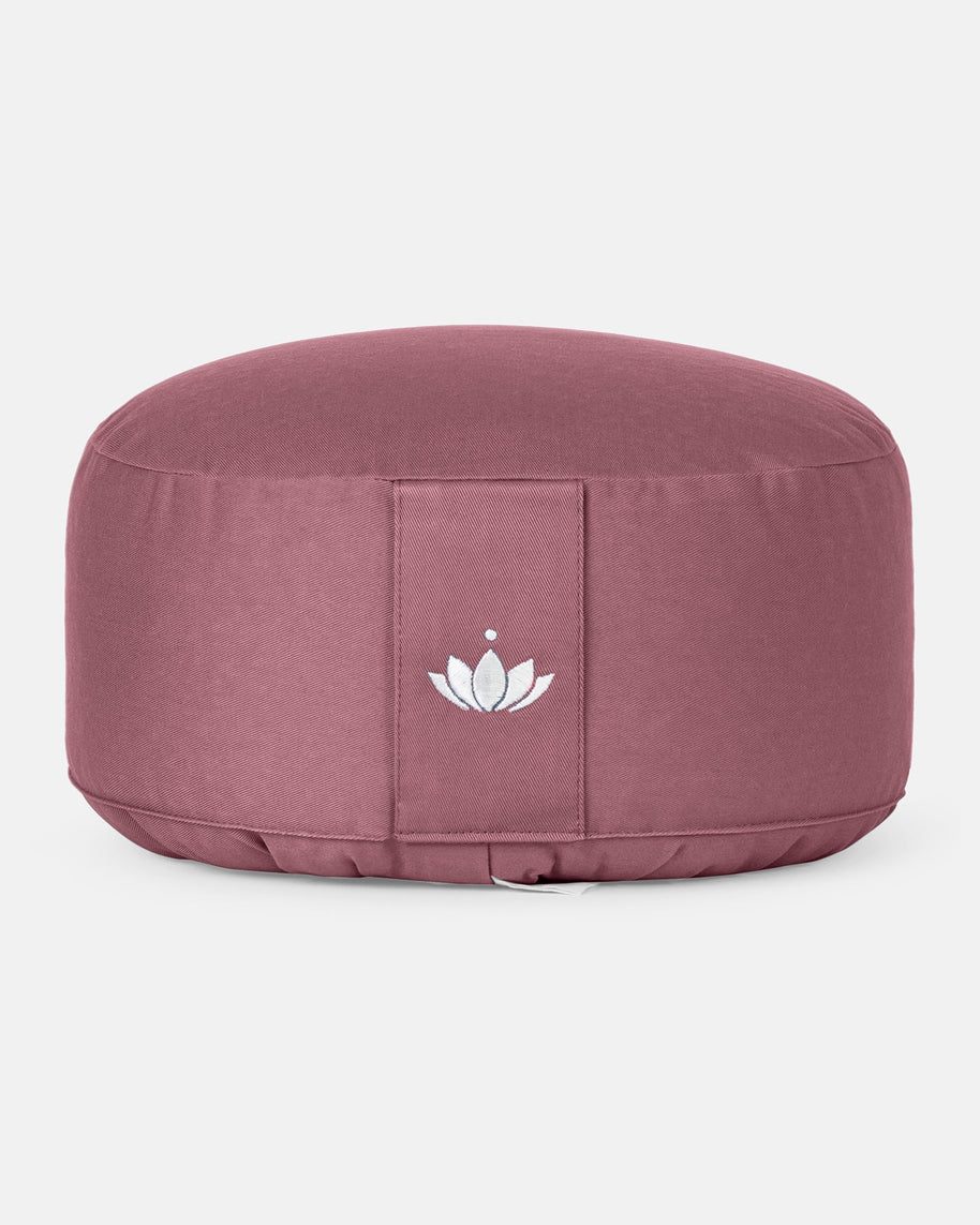 Rond meditatiekussen van biologisch katoen in aubergine