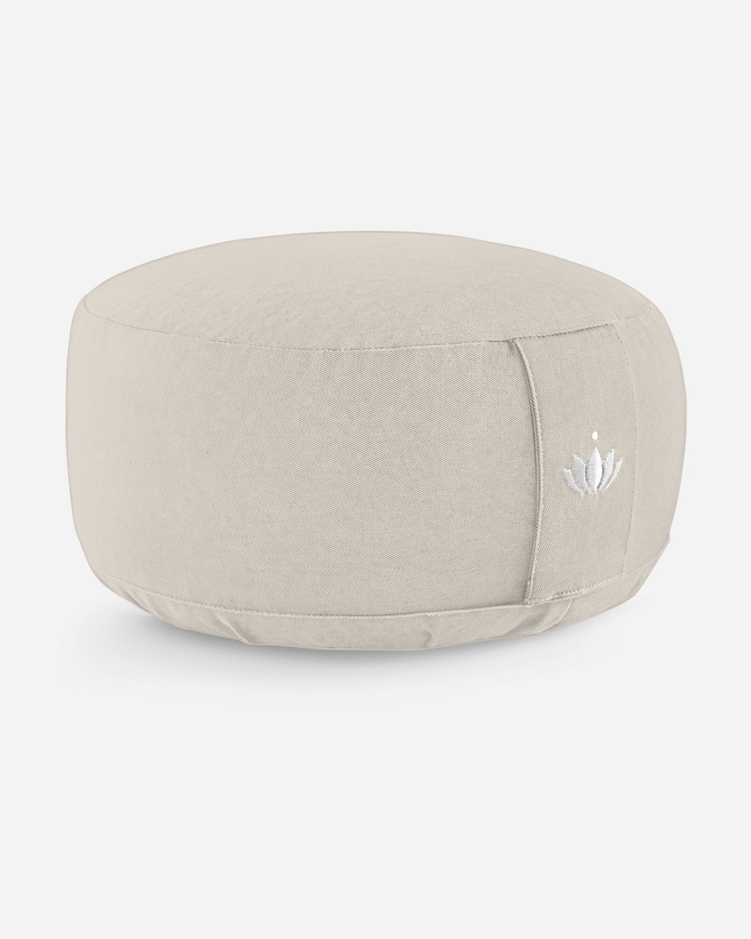 Rond meditatiekussen van biologisch katoen in licht taupe