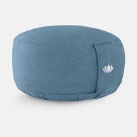 Rond meditatiekussen van biologisch katoen in zacht blauw