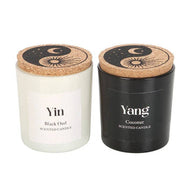Set van 2 Yin Yang geurkaarsen Black Oud en Coconut in glazen potten