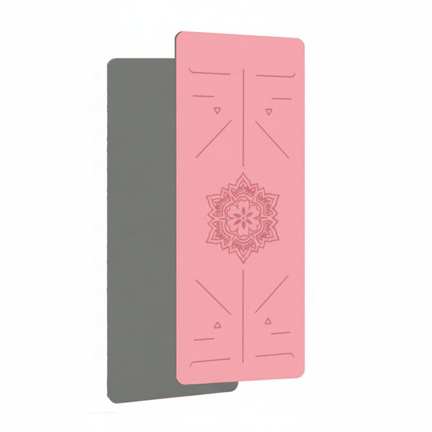 Yogamat met uitlijningslijnen in warm rosé met zacht en vrouwelijk design