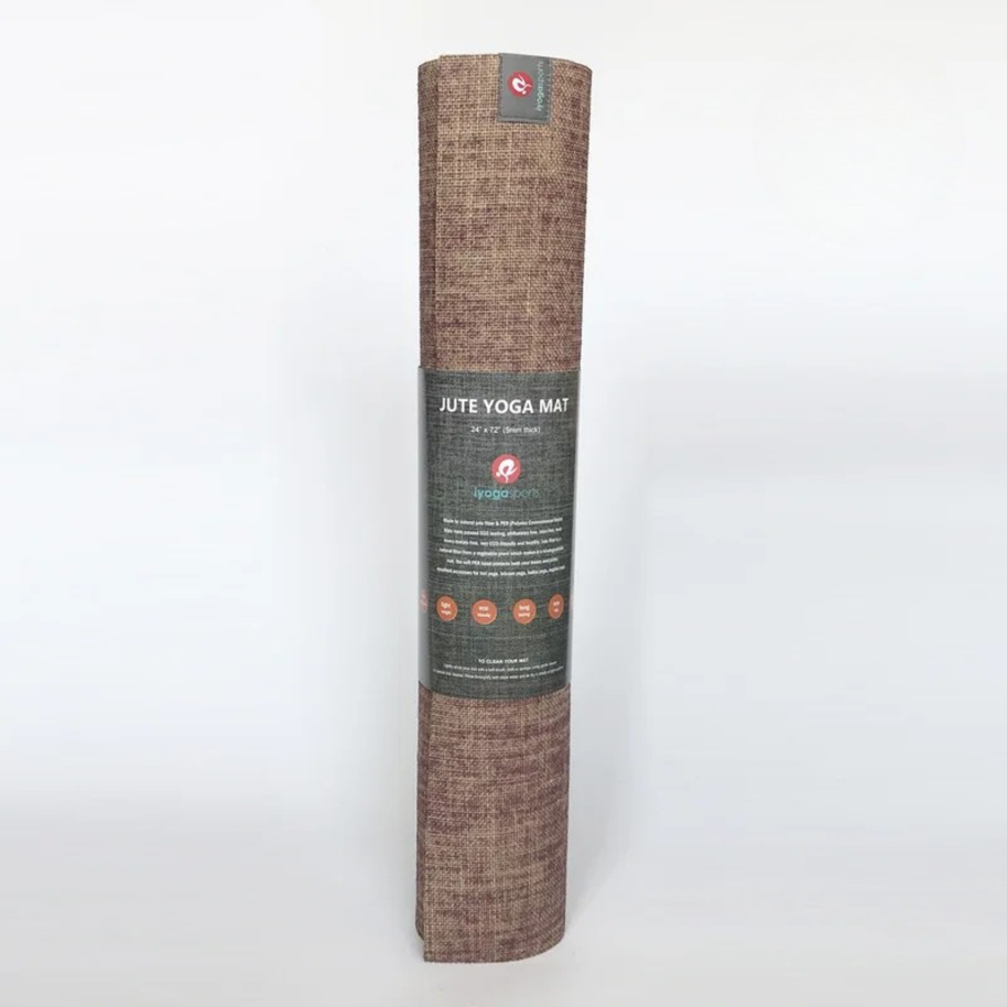 Jute yogamat met natuurlijke uitstraling en stabiele grip rood wijnrood burgundy