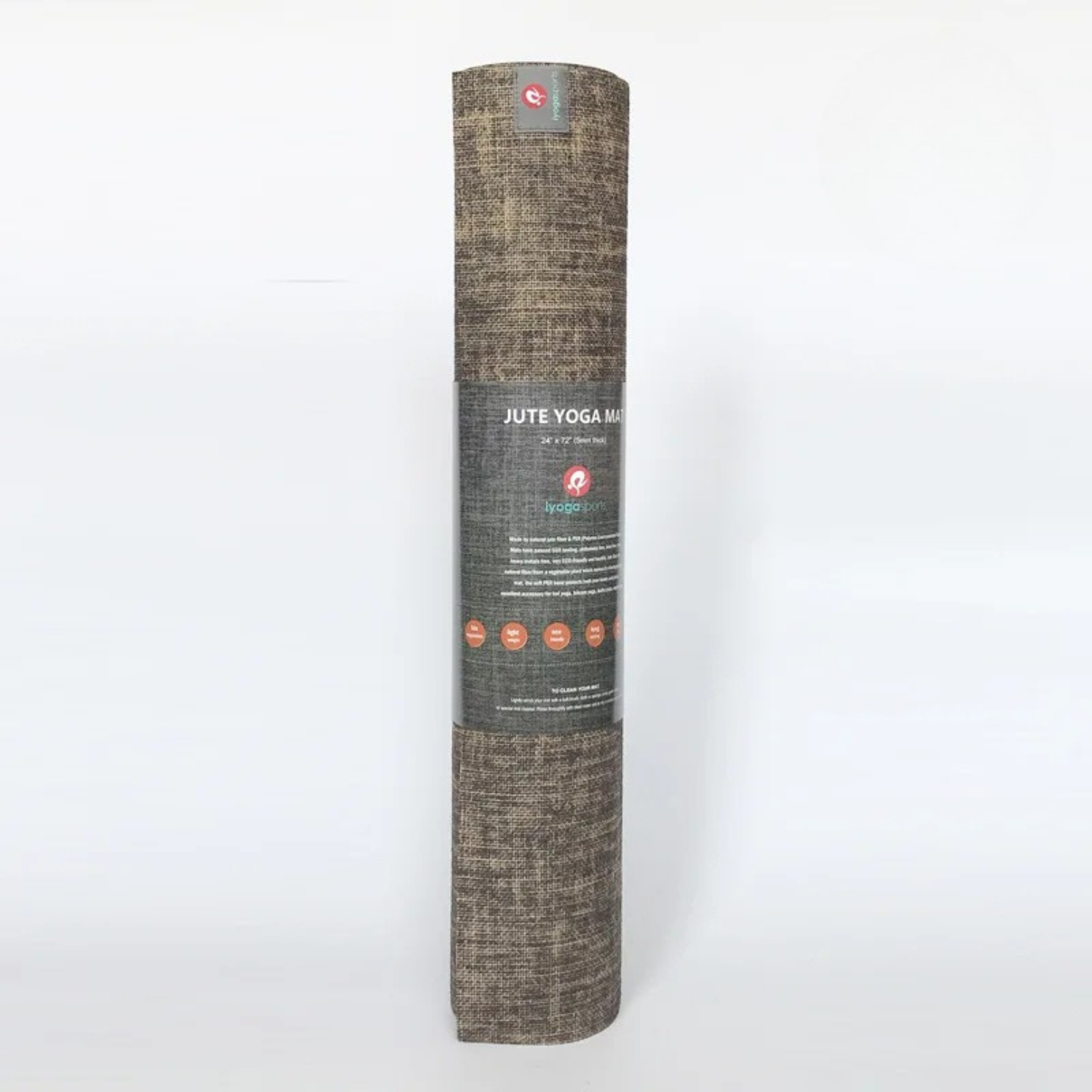 Detail van geweven jute structuur van natuurlijke yogamat koffie bruin