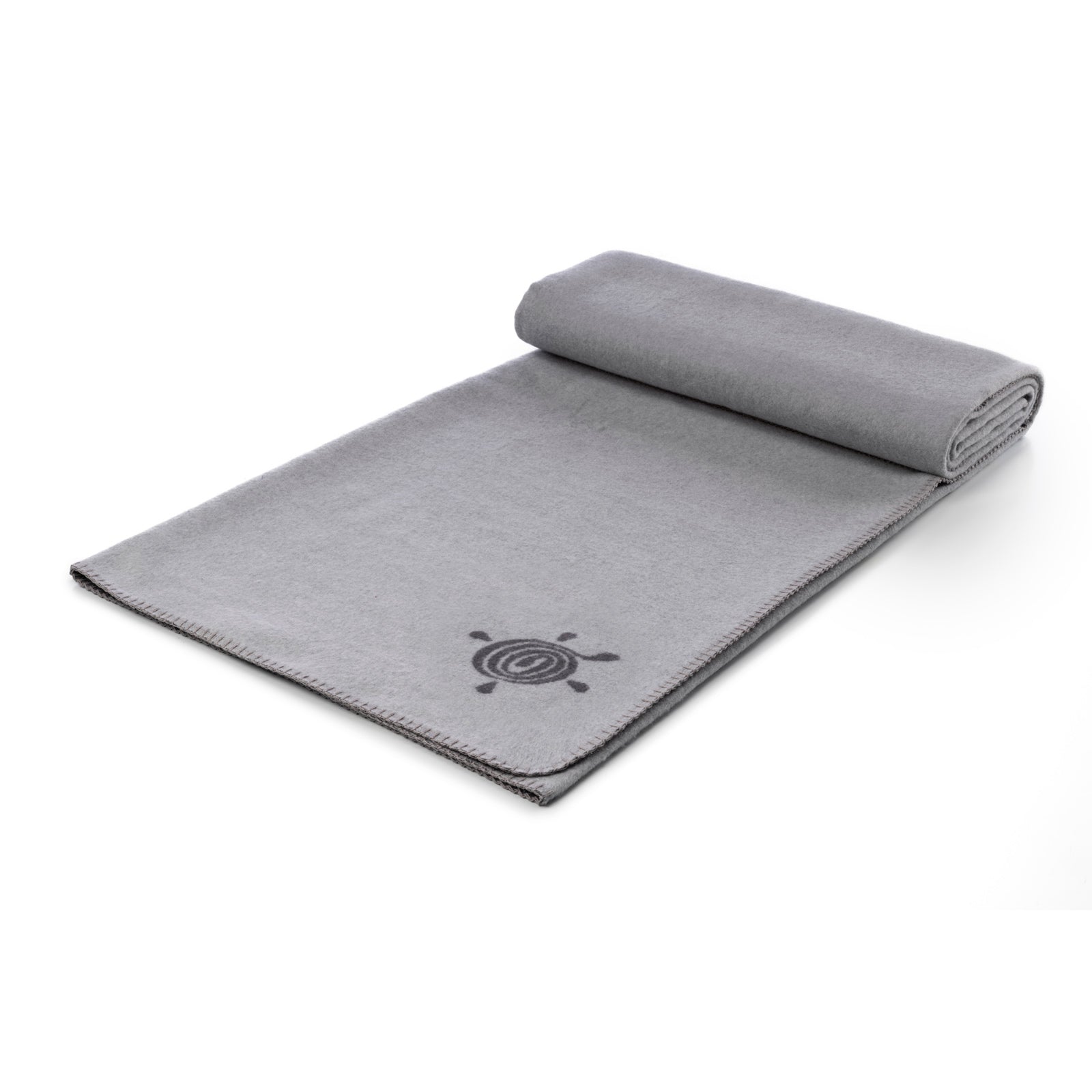 Zachte katoenen yogadeken in neutrale grijze tint, ideaal voor ontspanning en savasana