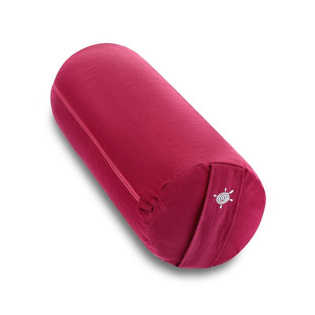 Rode yoga bolster met stevige vulling, ondersteunt lichaam bij yoga en meditatie