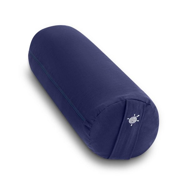 Donkerblauwe yoga bolster met zachte hoes, ideaal voor restorative yoga en diepe ontspanning