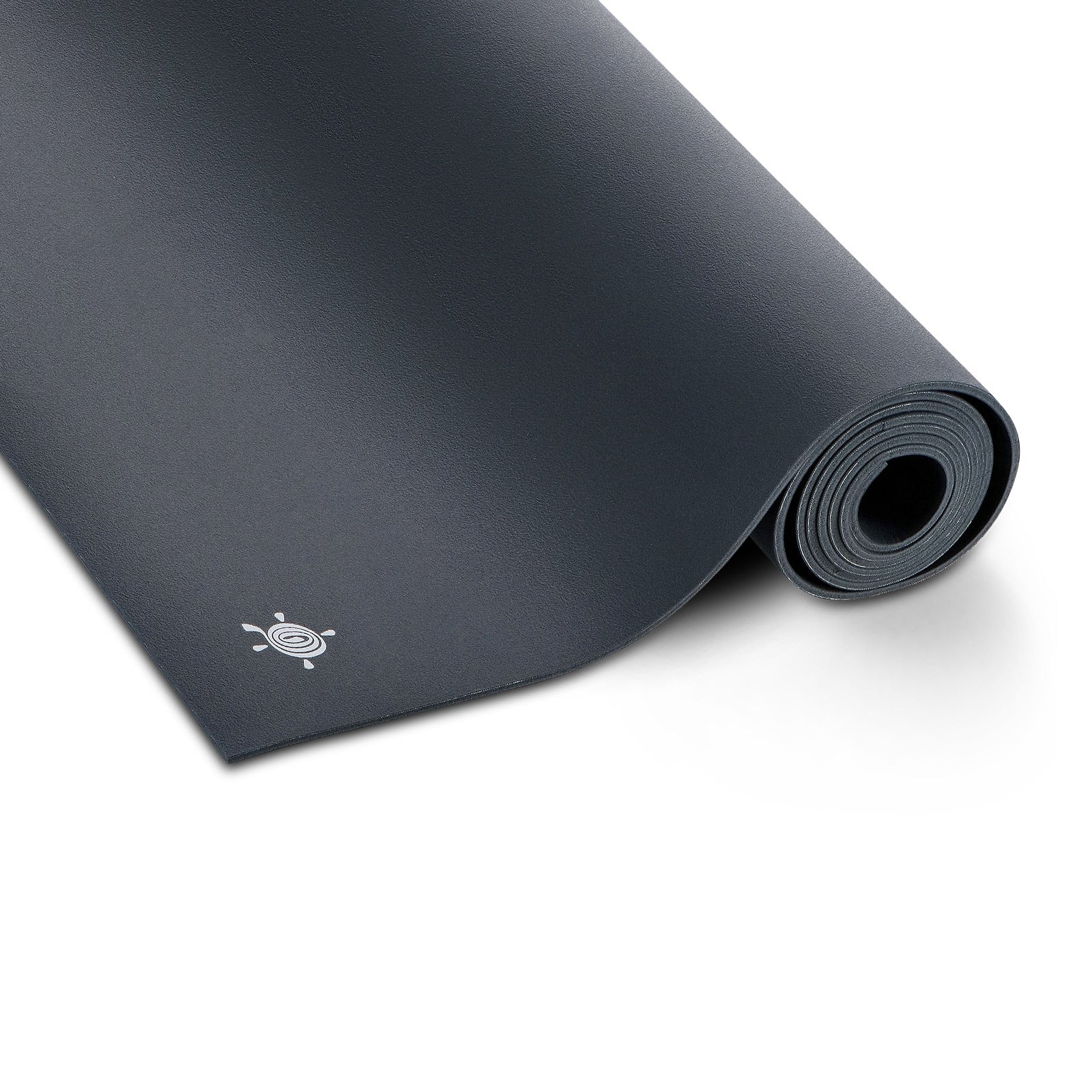 Antraciet grijze GECO Lite rubberen yogamat met een tijdloze, aardse uitstraling voor een krachtige en stabiele basis in elke studio.