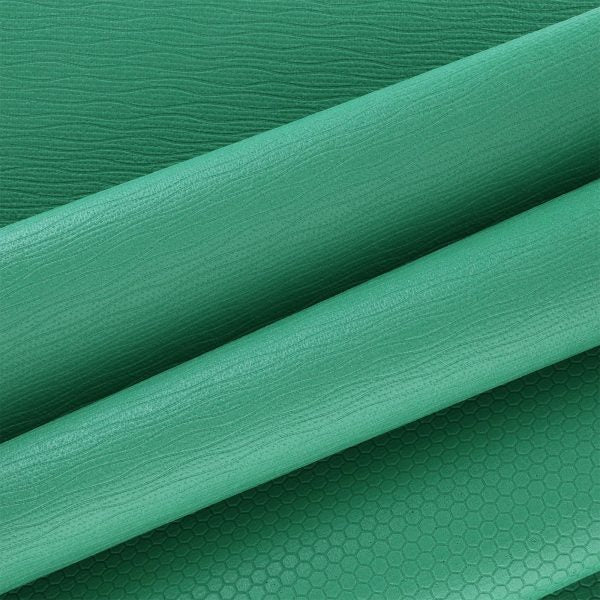 Groene yogamat detail van onderzijde met hexagon patroon