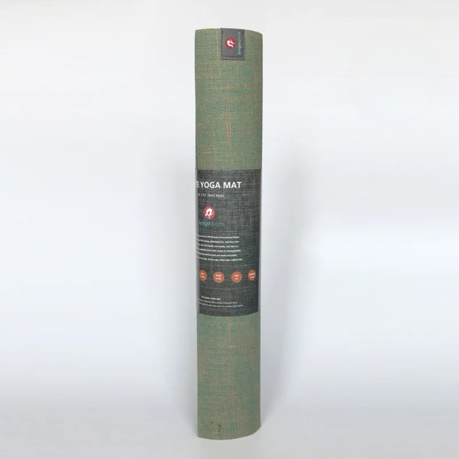 Opgerolde jute yogamat met stevige, ademende structuur turquoise